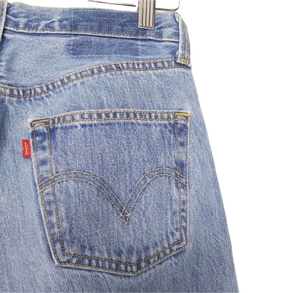 Reformation Denim - Reformation Reworked Levi's Distressed Rigid Denim Button Fly Jeans Size 28